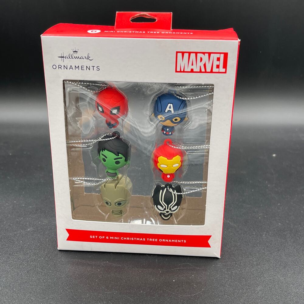 Hallmark Marvel Mini Super Hero Christmas Ornaments Set of 6 New in Box!